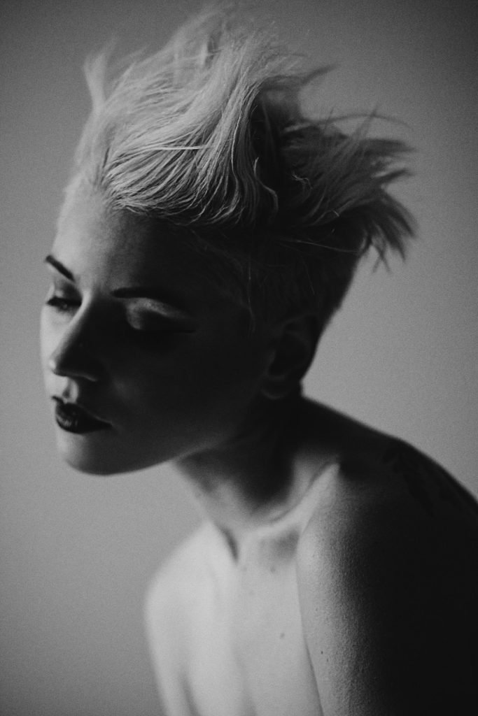 woman with spiked blonde hair